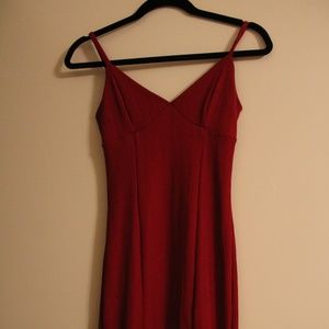 Forever 21 Red Ribbed Slit Mini Dress